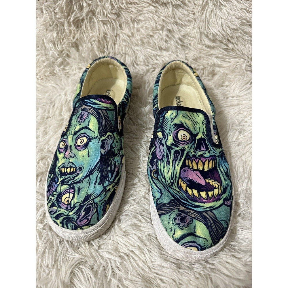 EUC Bucketfeet 10W Monster Slip On Skater Comfort Shoe Unisex